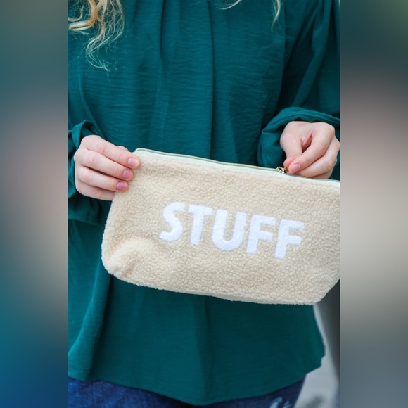 Taupe "Stuff" Sherpa Zipper Bag - Picture 7 of 9